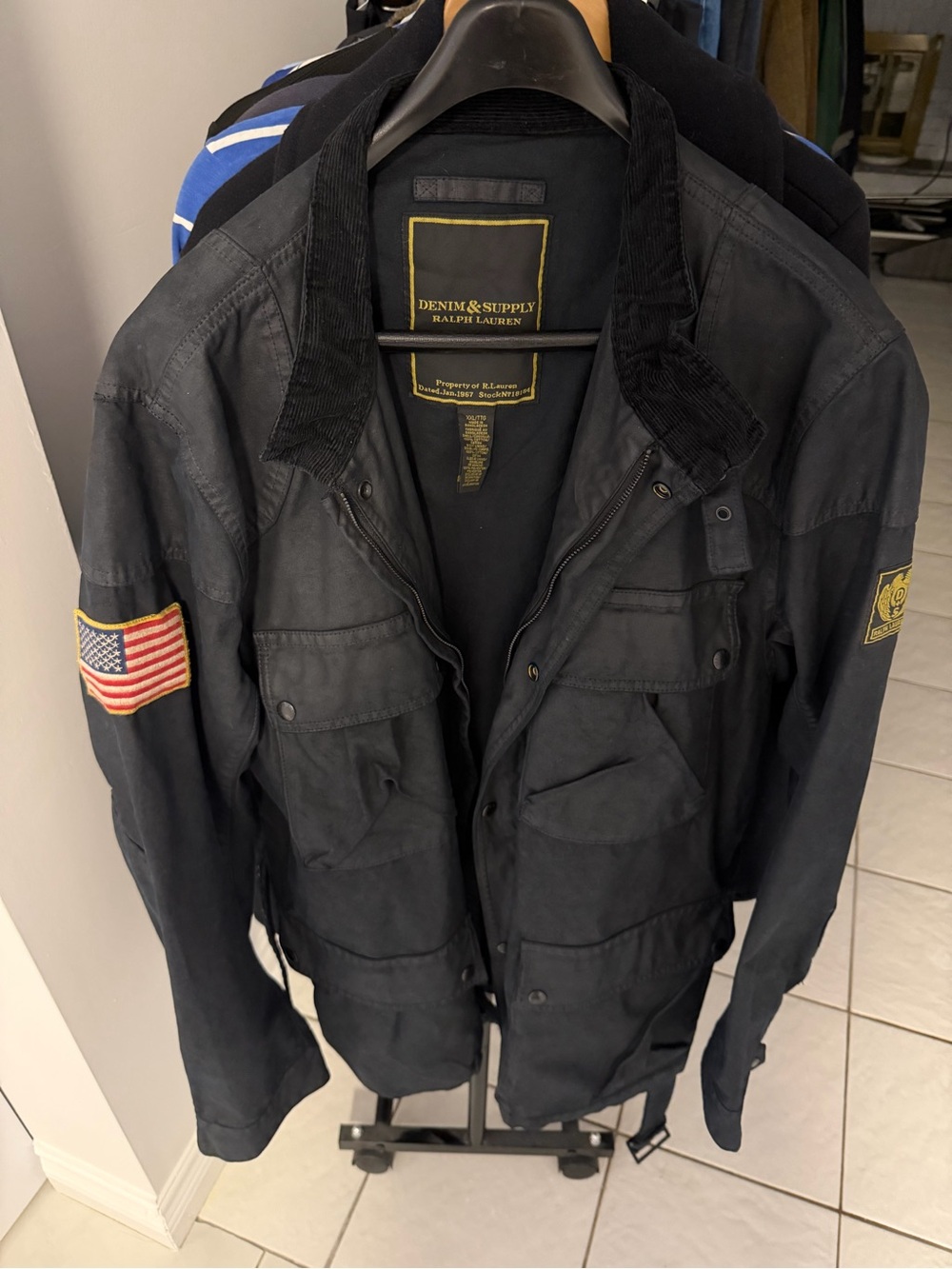 Denim & Supply Polo Ralph Lauren Navy waxed Military Field Jacket with Patch
